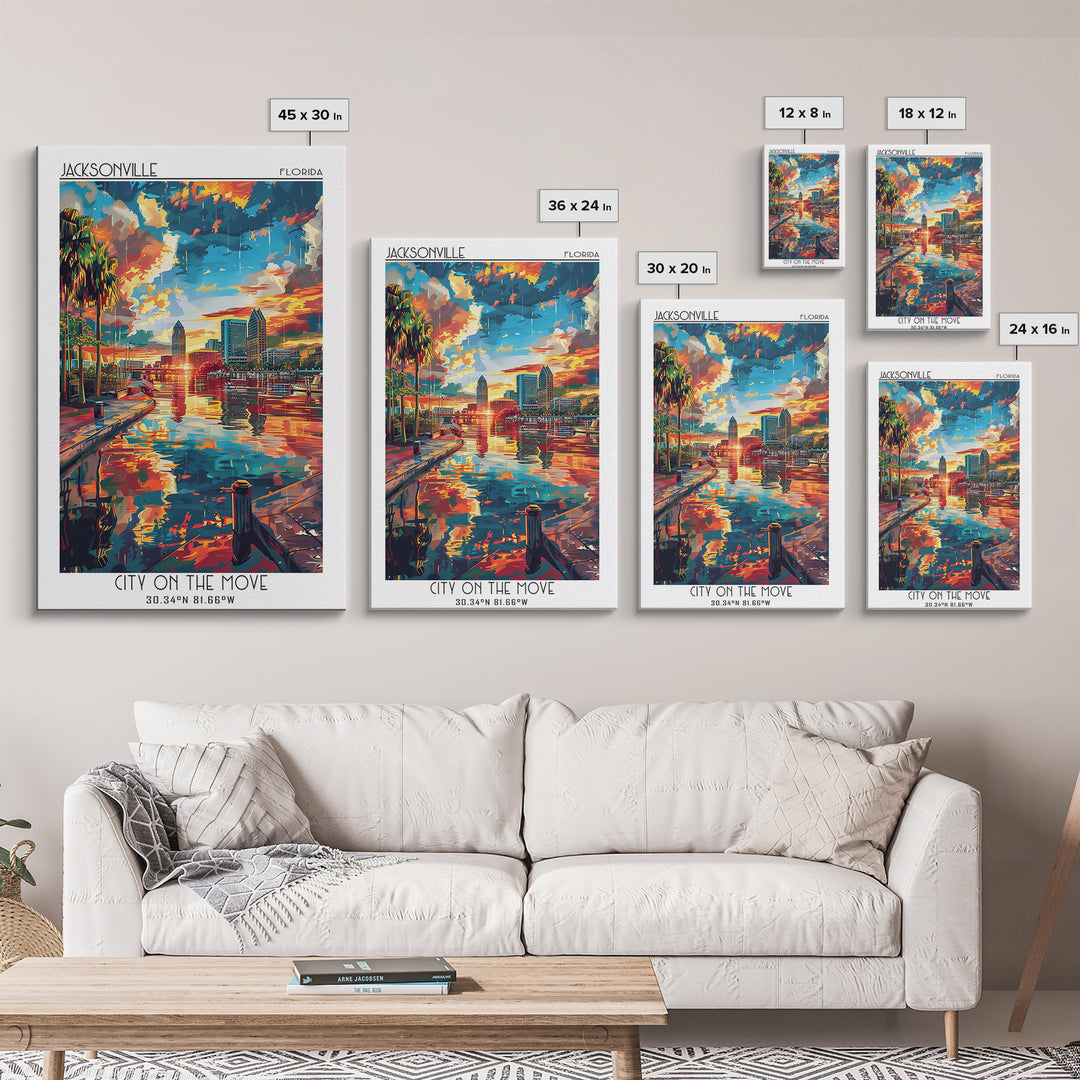 Jacksonville Travel Poster, Framed Canvas Print, Retro Travel Poster, City Wall Art, Travel Art Print, Vintage Posters, Poster Print