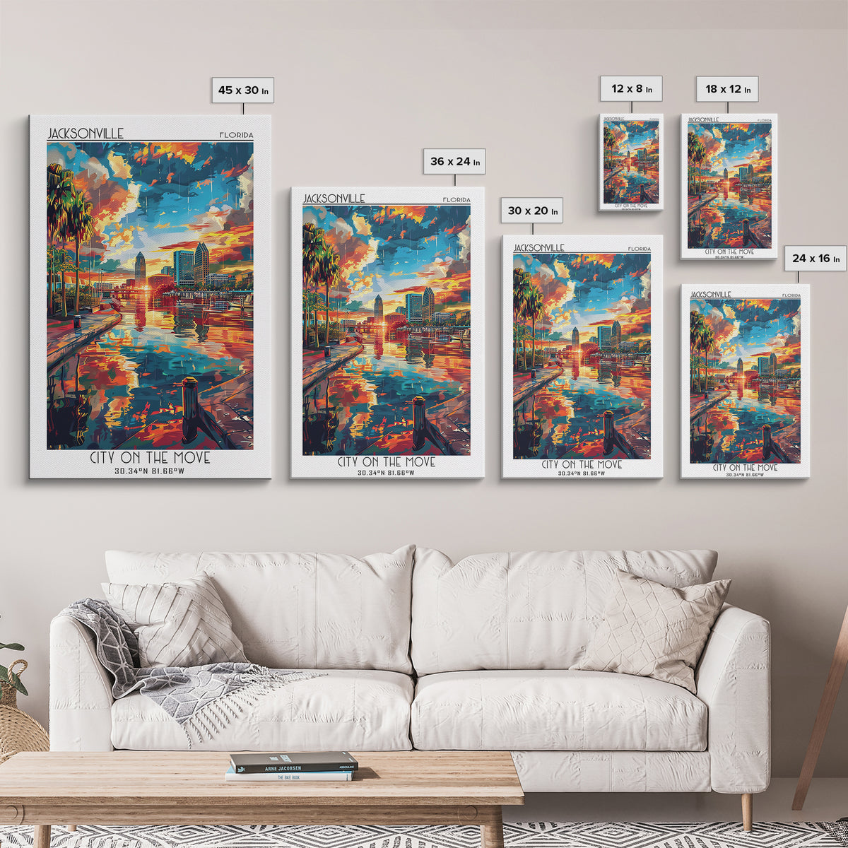 Jacksonville Travel Poster, Framed Canvas Print, Retro Travel Poster, City Wall Art, Travel Art Print, Vintage Posters, Poster Print