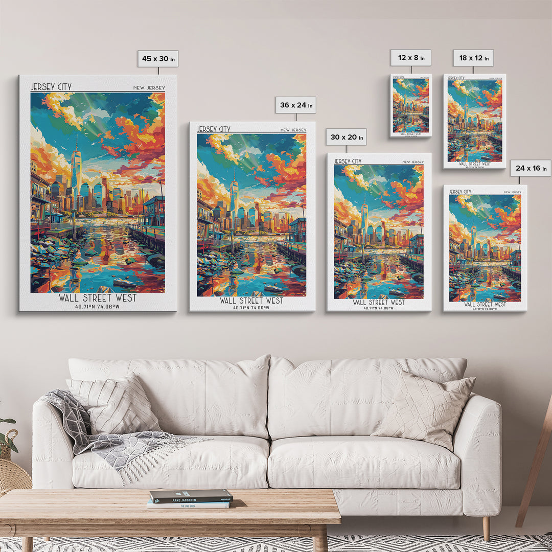 Jersey City Travel Poster, Canvas Print, Retro Wall Art, Travel Print, Living Room Wall Art, City Wall Art, Fine Art Print, Wall Art