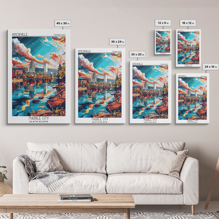 Knoxville Travel Poster, Framed Canvas Print, Poster Print, Travel Wall Art, Travel Posters, City Illustration, Living Room Wall Art