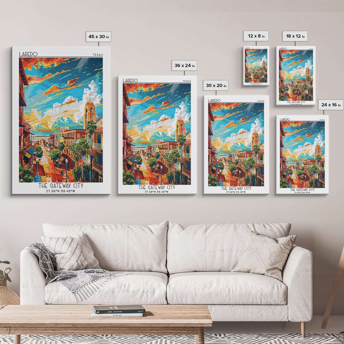 Laredo Travel Poster, Framed Canvas Print, Travel Prints, Landscape Art, Vintage Travel, Travel Print, Vintage City Poster, Wall Art