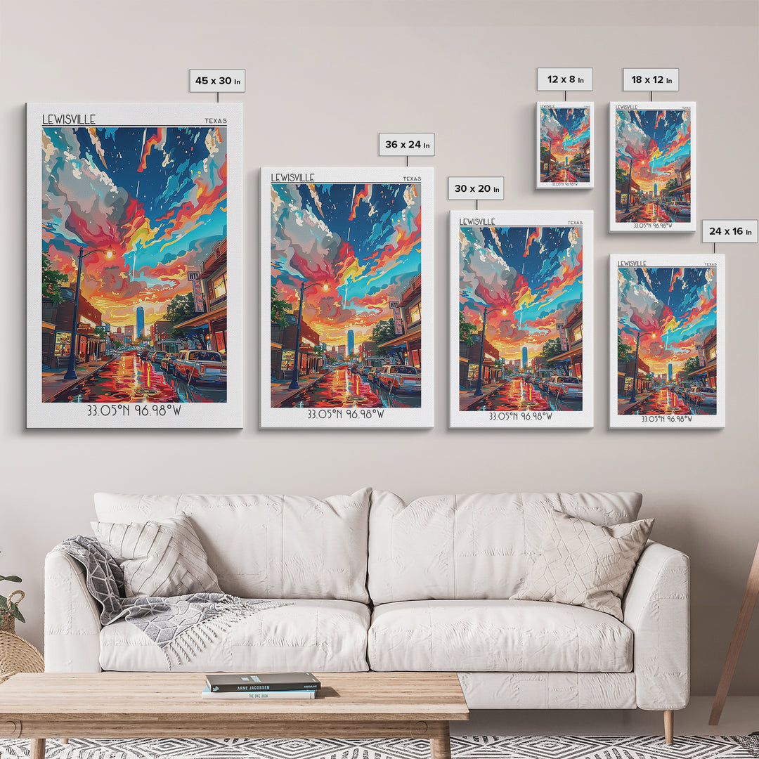 Lewisville Travel Poster, Canvas Print, Retro Wall Art, Travel Print, City Travel Poster, Art Print, Vintage Poster, Vintage Posters