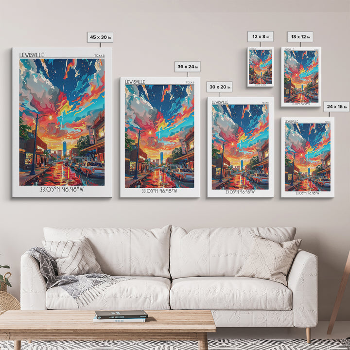 Lewisville Travel Poster, Canvas Print, Retro Wall Art, Travel Print, City Travel Poster, Art Print, Vintage Poster, Vintage Posters