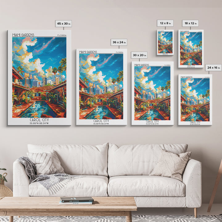 Miami Gardens Travel Poster, Canvas Print, Travel Art Print, Modern Wall Decor, Landscape Art, Wanderlust Gift, Living Room Wall Art