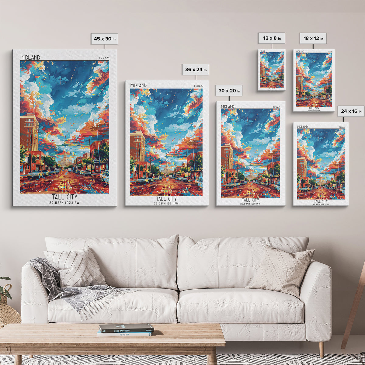 Midland Travel Poster, Framed Canvas Print, Retro Travel Poster, City Wall Art, Vintage Poster, Fine Art Print, Vintage Travel Print