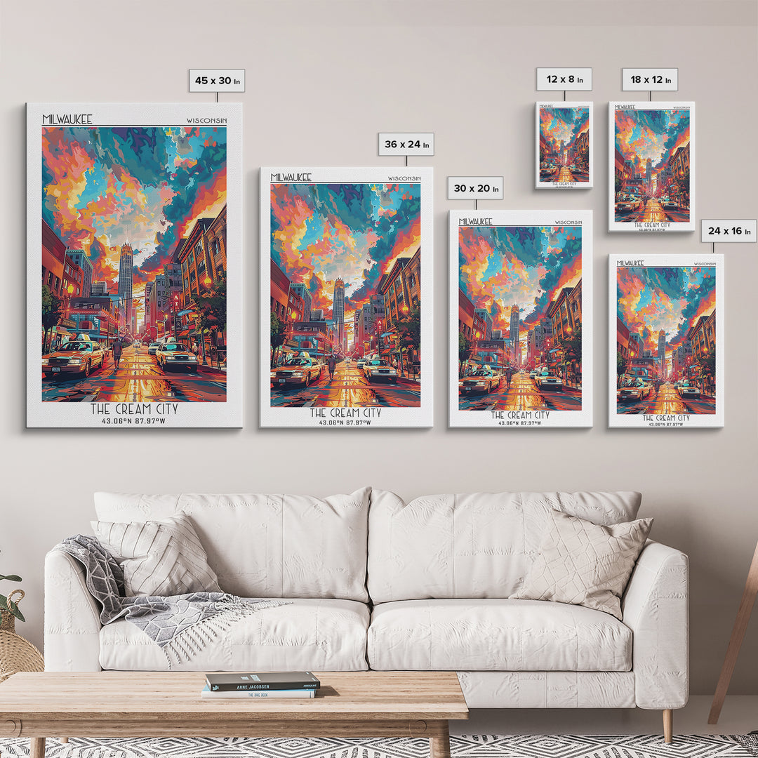 Milwaukee Travel Poster, Canvas Print, Retro Wall Art, Travel Print, Modern Wall Decor, Poster Art, Poster Print, City Travel Poster