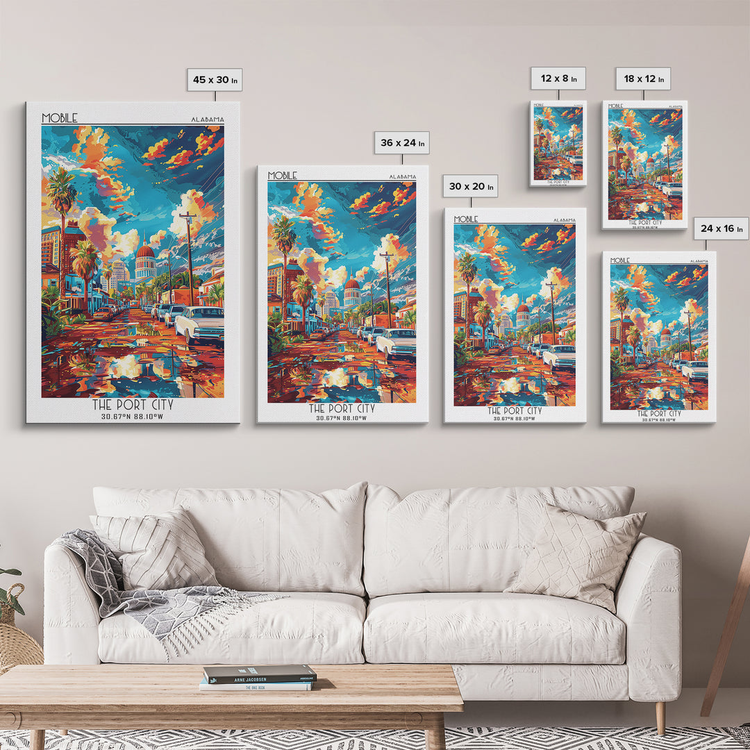 Mobile Travel Poster, Framed Canvas Print, Travel Wall Decor, Minimalist Poster, Poster Art, Retro Travel Poster, Retro Travel Print