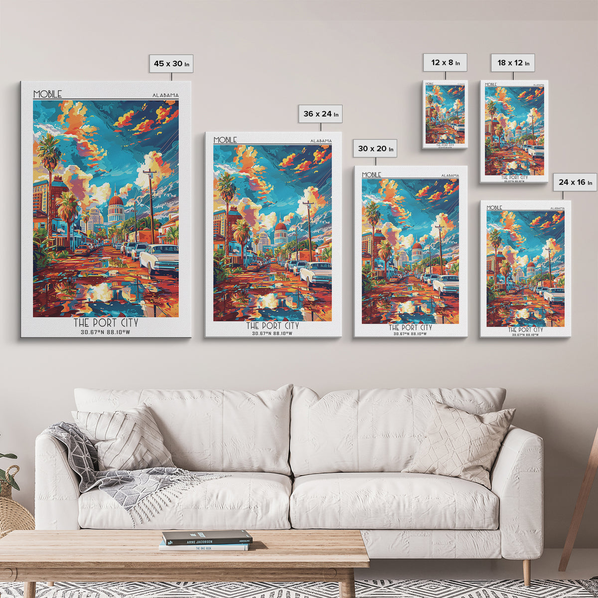 Mobile Travel Poster, Framed Canvas Print, Travel Wall Decor, Minimalist Poster, Poster Art, Retro Travel Poster, Retro Travel Print