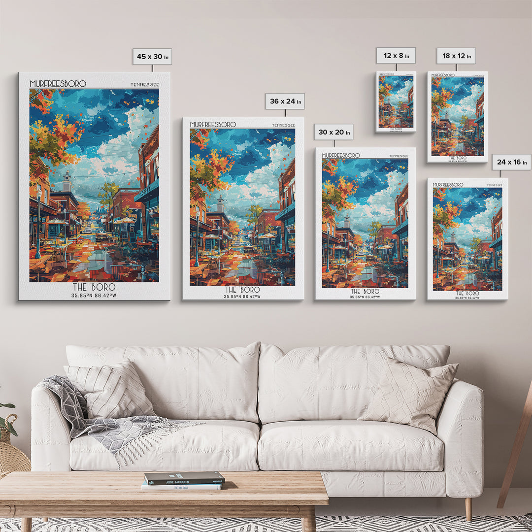 Murfreesboro Travel Poster, Framed Canvas Print, Travel Art Print, Modern Wall Decor, Art Print, City Wall Art, Living Room Wall Art
