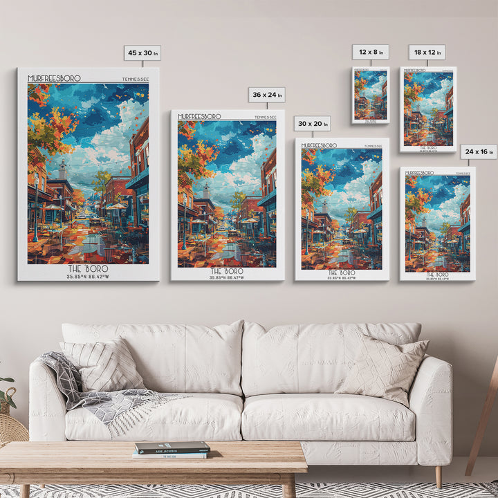 Murfreesboro Travel Poster, Framed Canvas Print, Travel Art Print, Modern Wall Decor, Art Print, City Wall Art, Living Room Wall Art