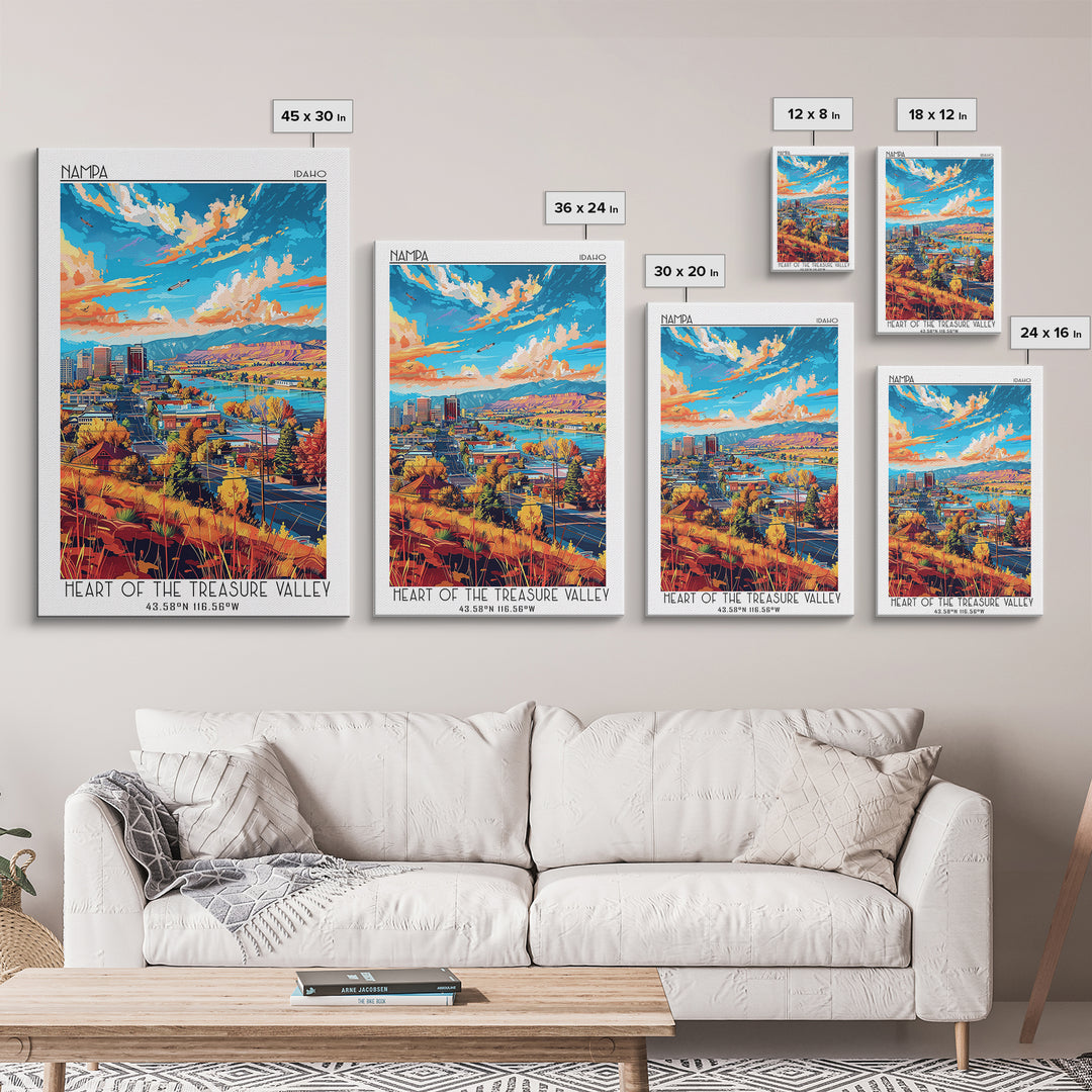 Nampa Travel Poster, Framed Canvas Print, Retro Travel Poster, City Wall Art, Travel Print, Vintage Travel Print, City Travel Poster