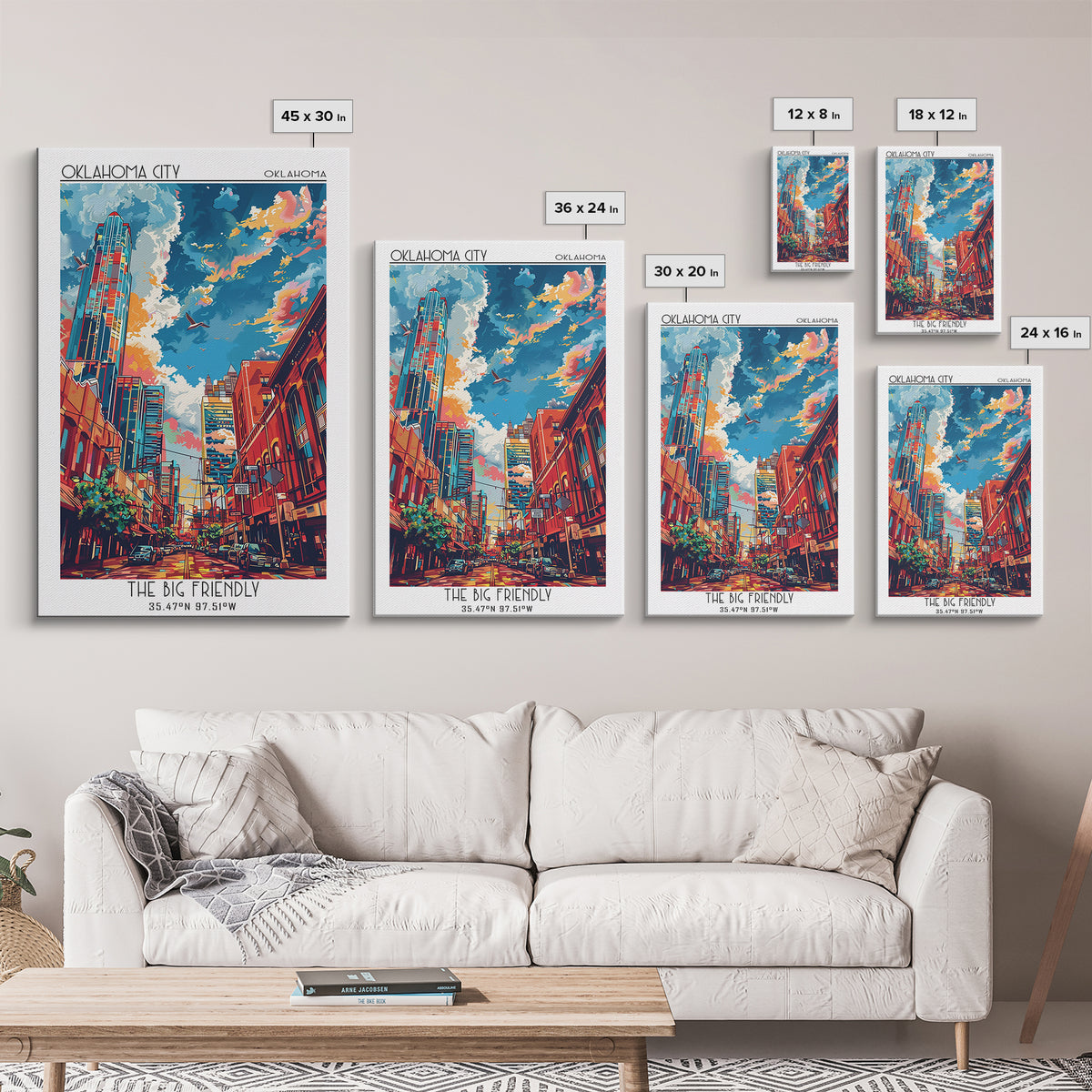 Oklahoma City Travel Poster, Framed Canvas Print, City Travel Poster, Vintage City Poster, Wall Art, Travel Art Print, City Wall Art
