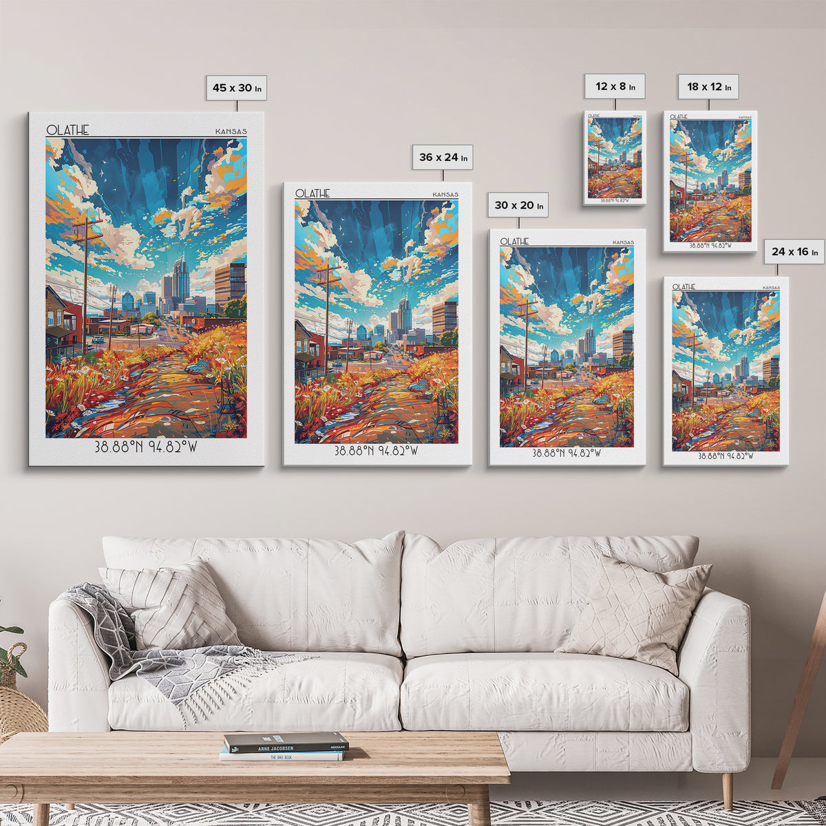 Olathe Travel Poster, Framed Canvas Print, Travel Wall Art, City Wall Art, Retro Travel Poster, Vintage Travel, Mid Century Wall Art