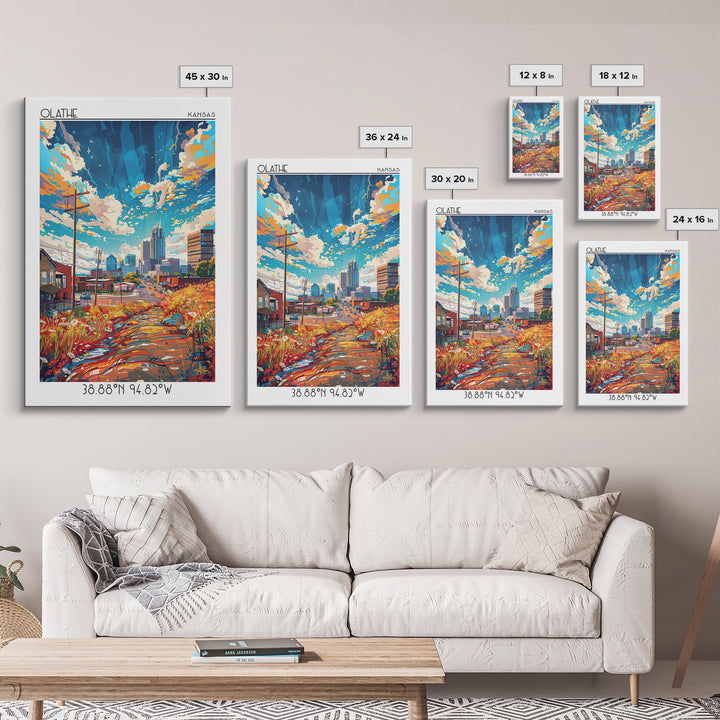 Olathe Travel Poster, Framed Canvas Print, Travel Wall Art, City Wall Art, Retro Travel Poster, Vintage Travel, Mid Century Wall Art