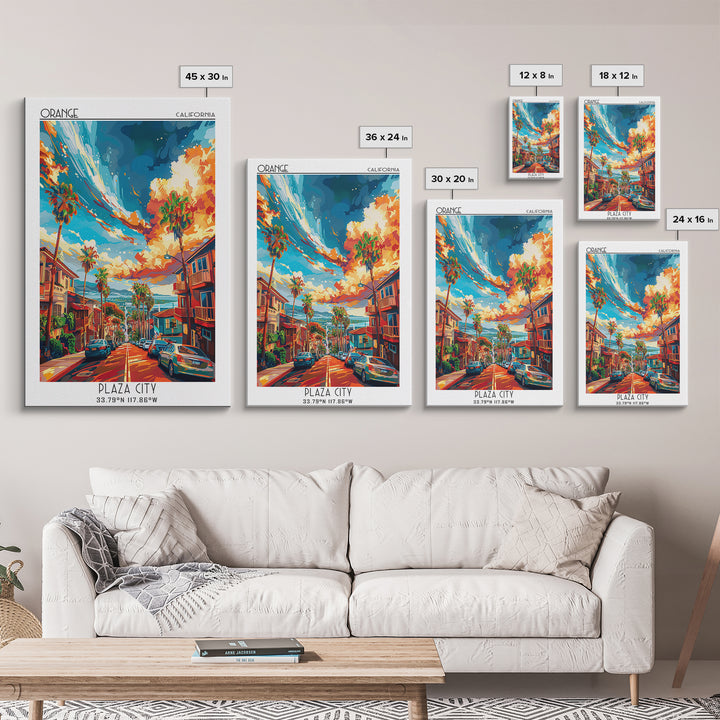 Orange Travel Poster, Canvas Print, Travel Prints, Landscape Art, Gallery Wall Set, Travel Posters, Travel Print, City Travel Poster