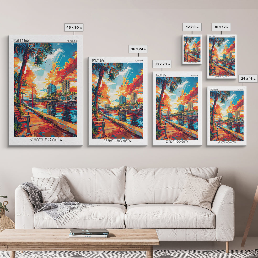 Palm Bay Travel Poster, Canvas Print, Travel Wall Art, City Wall Art, Travel Prints, Vintage Posters, Travel Posters, Fine Art Print