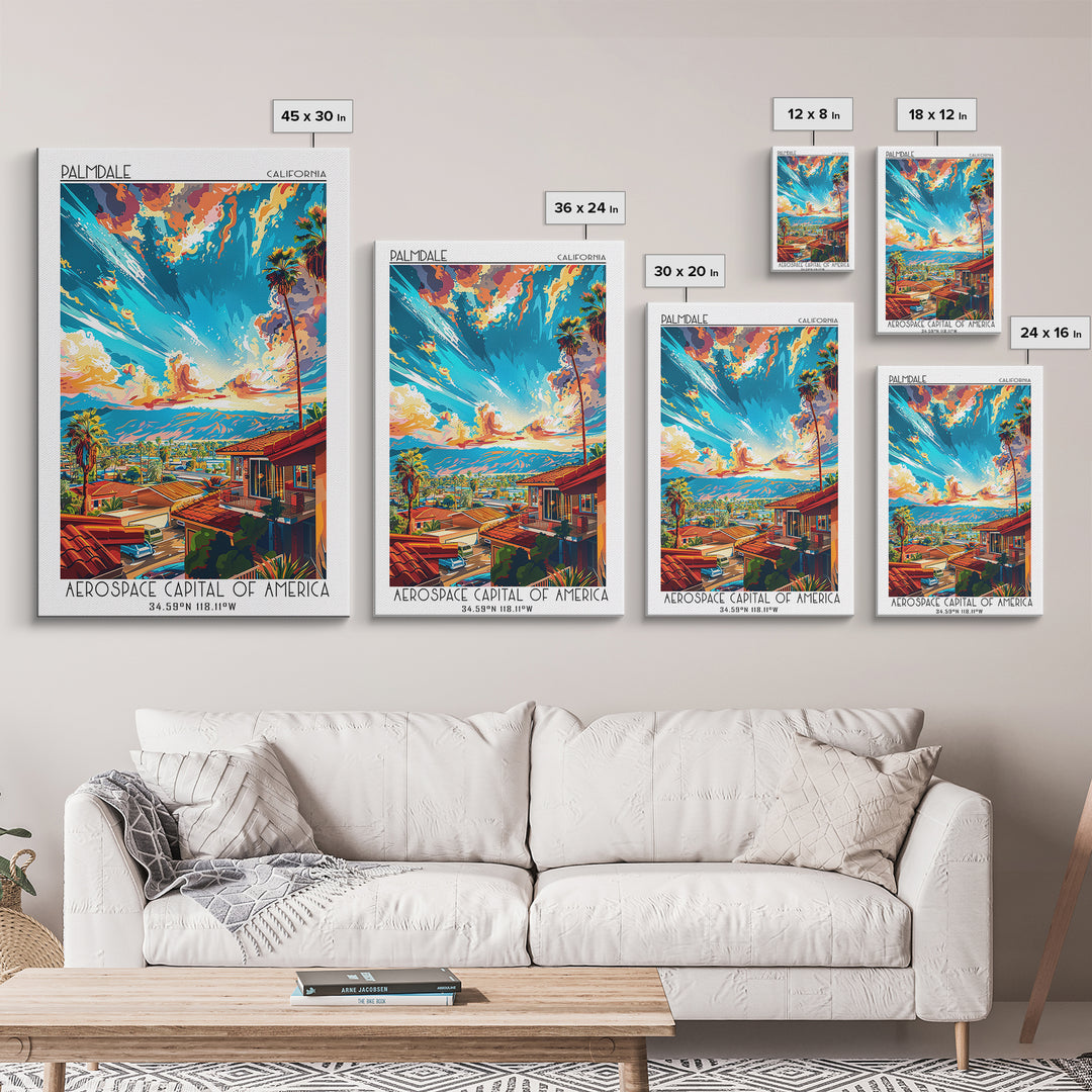 Palmdale Travel Poster, Framed Canvas Print, City Travel Poster, Travel Wall Art, Landscape Art, Retro Travel Print, Vintage Posters