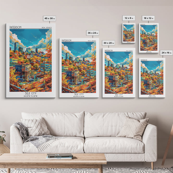 Paterson Travel Poster, Framed Canvas Print, Travel Prints, Landscape Art, City Art Print, Living Room Wall Art, Retro Travel Poster