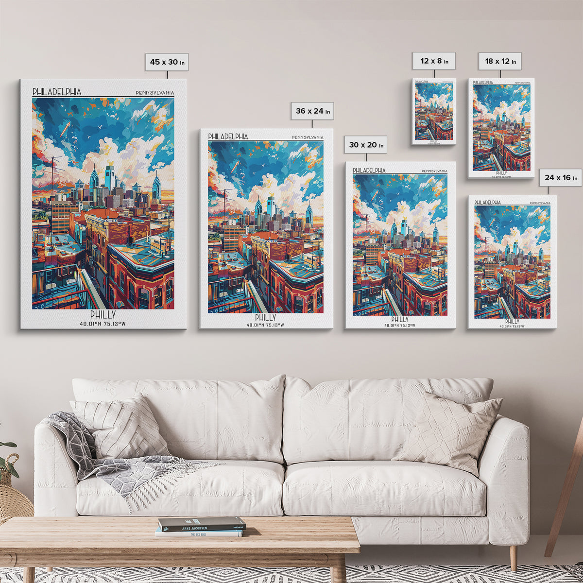Philadelphia Travel Poster, Framed Canvas Print, City Travel Poster, Travel Wall Decor, Travel Prints, City Wall Art, City Art Print