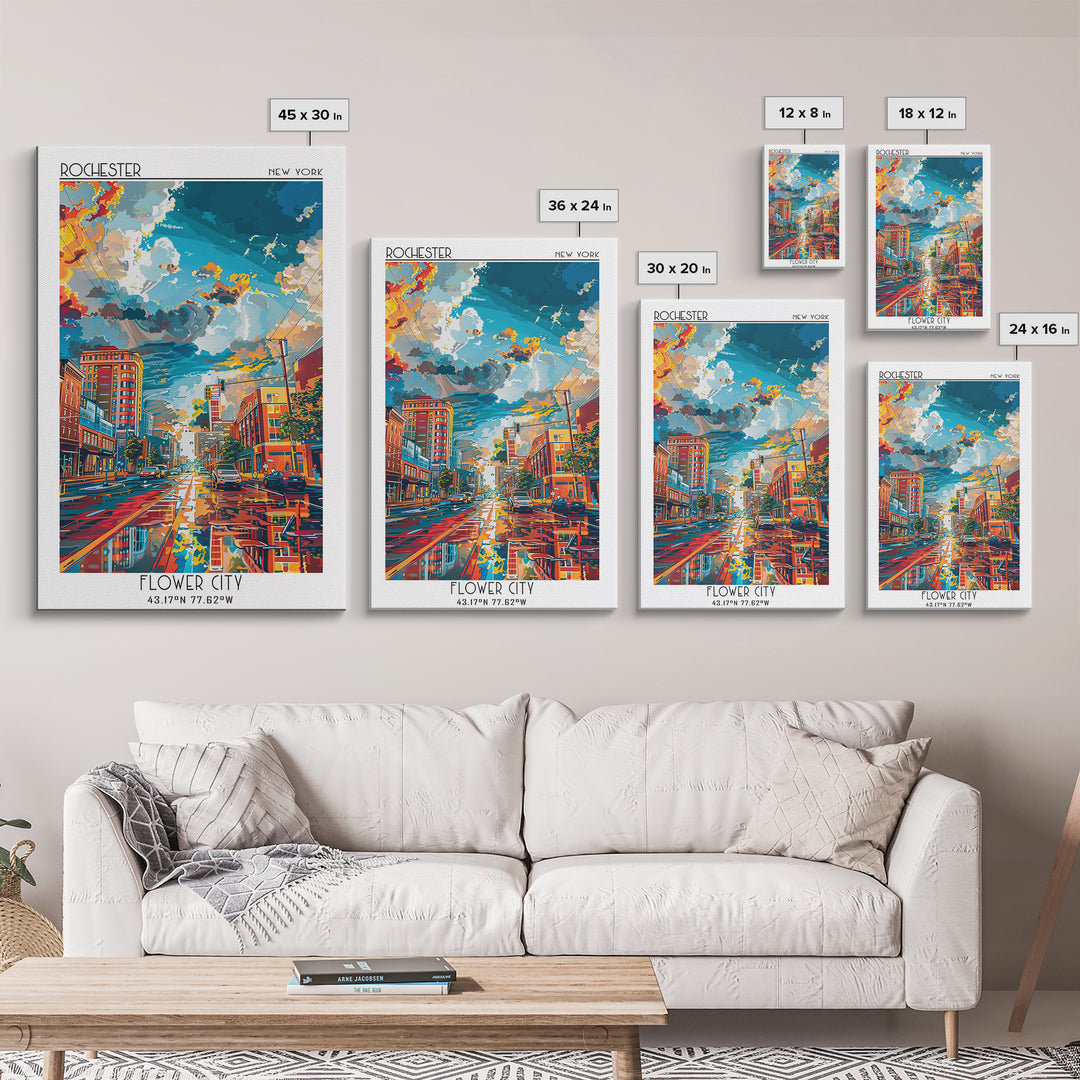 Rochester Travel Poster, Canvas Print, Retro Wall Art, Travel Print, Travel Art Print, Fine Art Print, Art Print, City Travel Poster