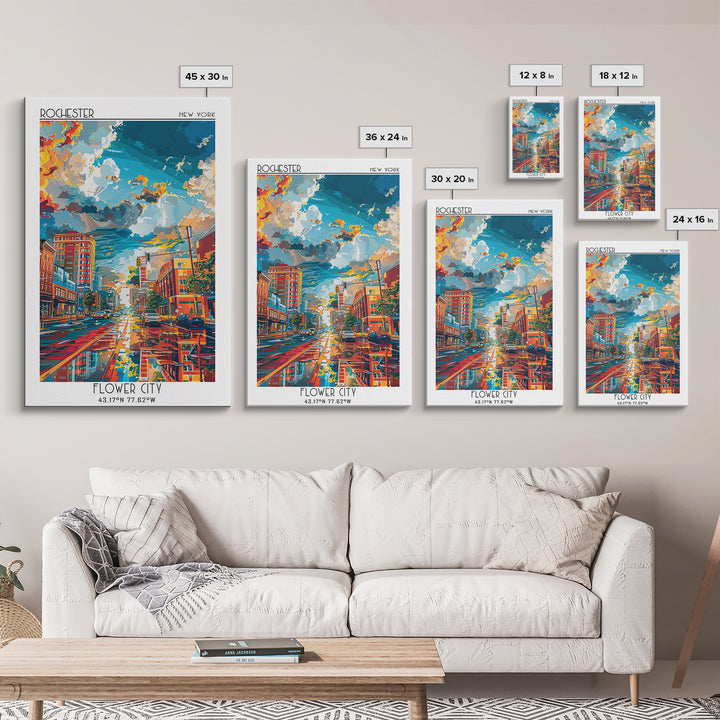 Rochester Travel Poster, Canvas Print, Retro Wall Art, Travel Print, Travel Art Print, Fine Art Print, Art Print, City Travel Poster