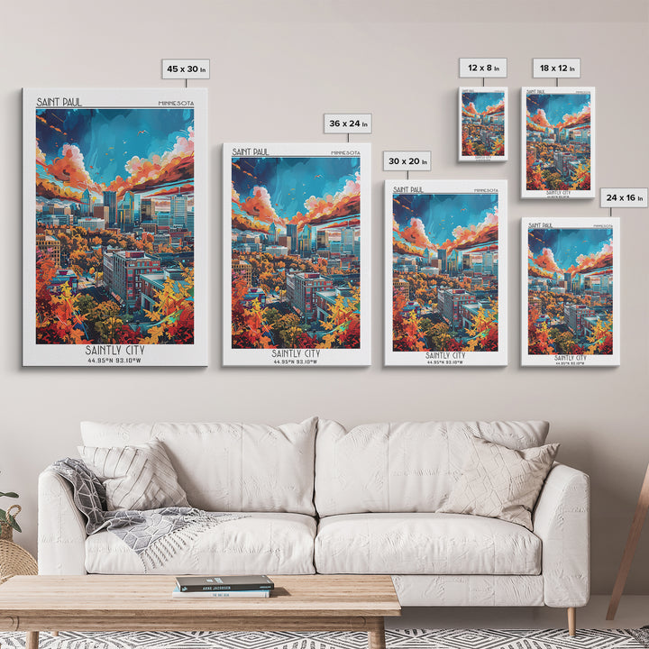 Saint Paul Travel Poster, Canvas Print, Retro Travel Poster, City Wall Art, City Travel Poster, Vintage Poster, Living Room Wall Art