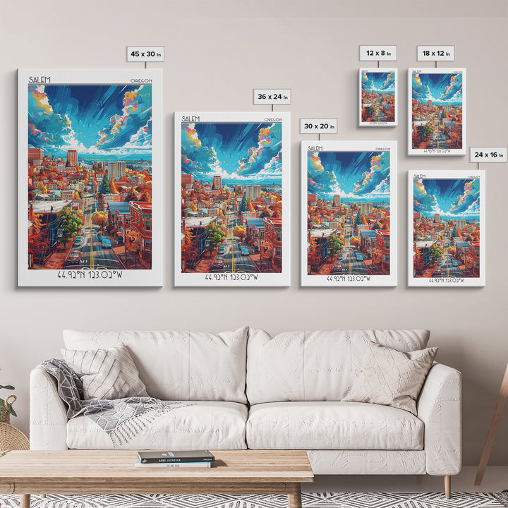 Salem Travel Poster, Framed Canvas Print, City Travel Poster, Travel Wall Decor, Fine Art Print, Travel Art Print, Home Office Decor