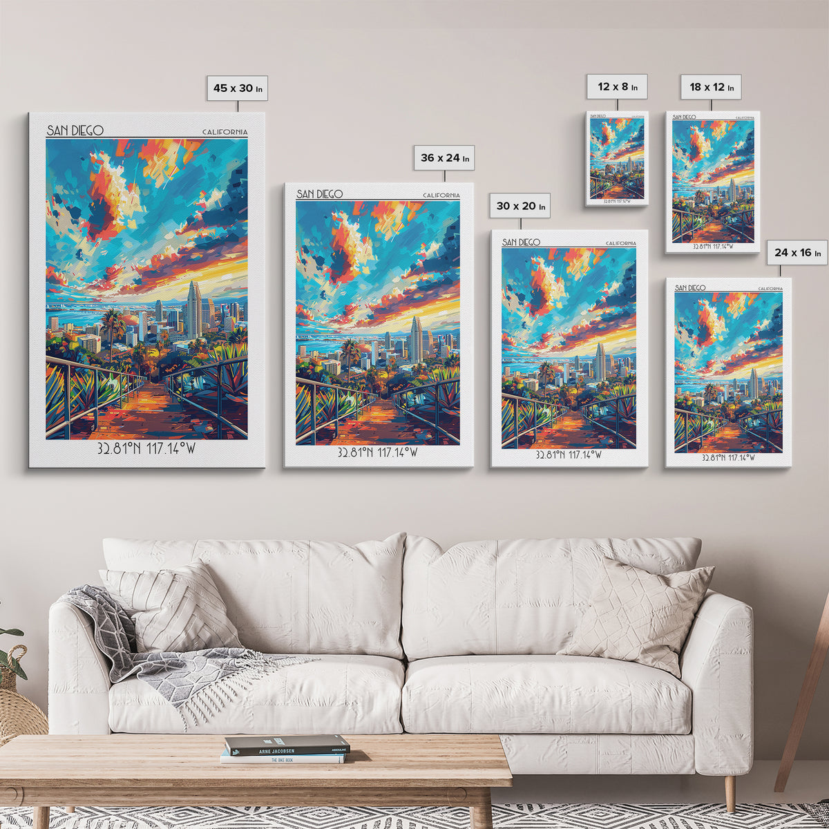 San Diego Travel Poster, Canvas Print, Travel Wall Art, City Wall Art, City Illustration, Art Print, Home Office Decor, Travel Decor