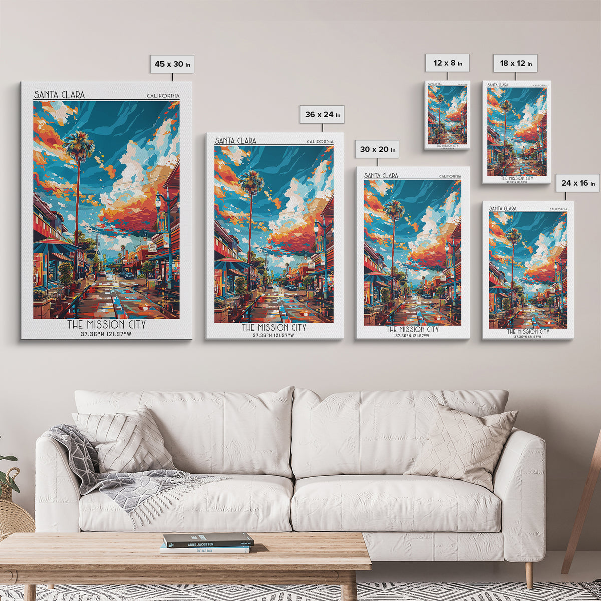 Santa Clara Travel Poster, Canvas Print, City Travel Poster, Travel Wall Art, Living Room Wall Art, City Art Print, Gallery Wall Set