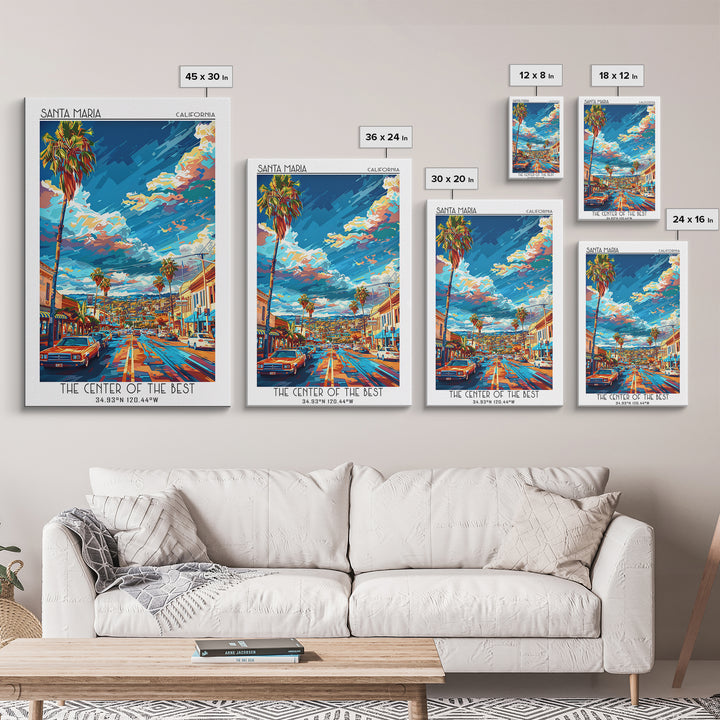 Santa Maria Travel Poster, Canvas Print, City Travel Poster, Vintage City Poster, City Art Print, Retro Travel Print, Fine Art Print