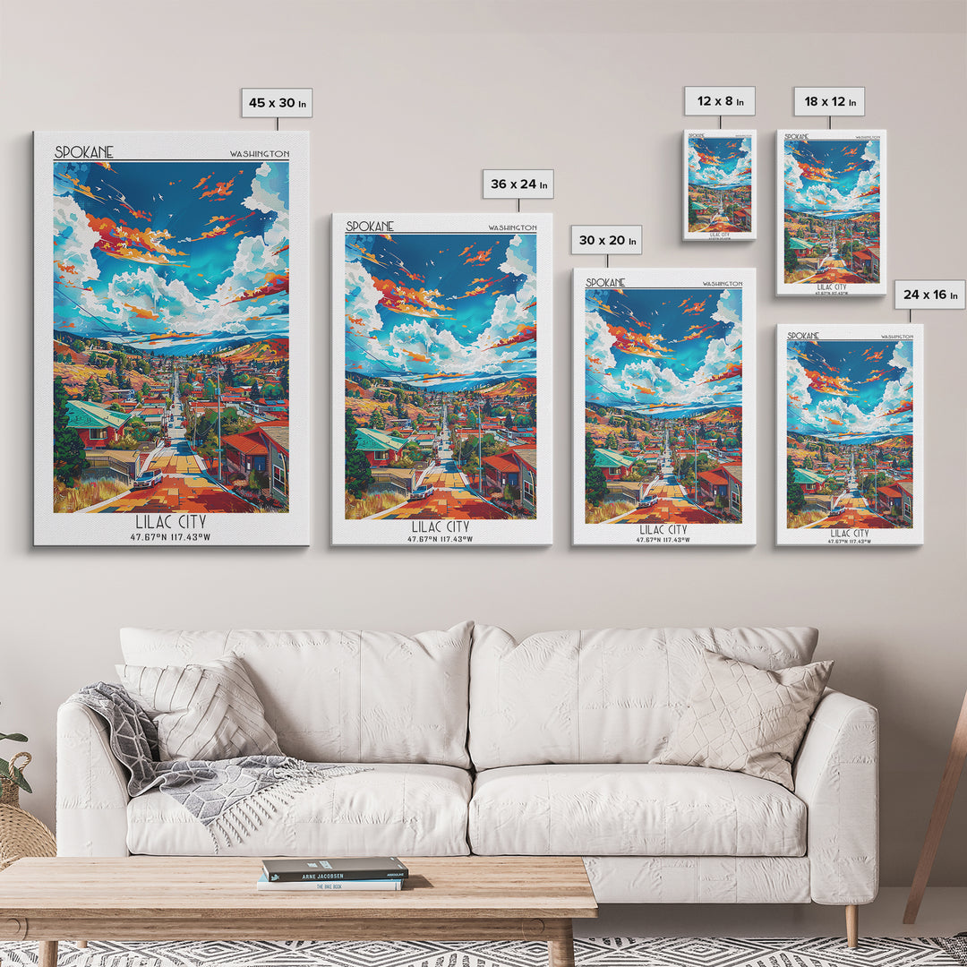 Spokane Valley Travel Poster, Framed Canvas Print, City Travel Poster, Travel Wall Decor, Fine Art Print, Travel Posters, Home Decor