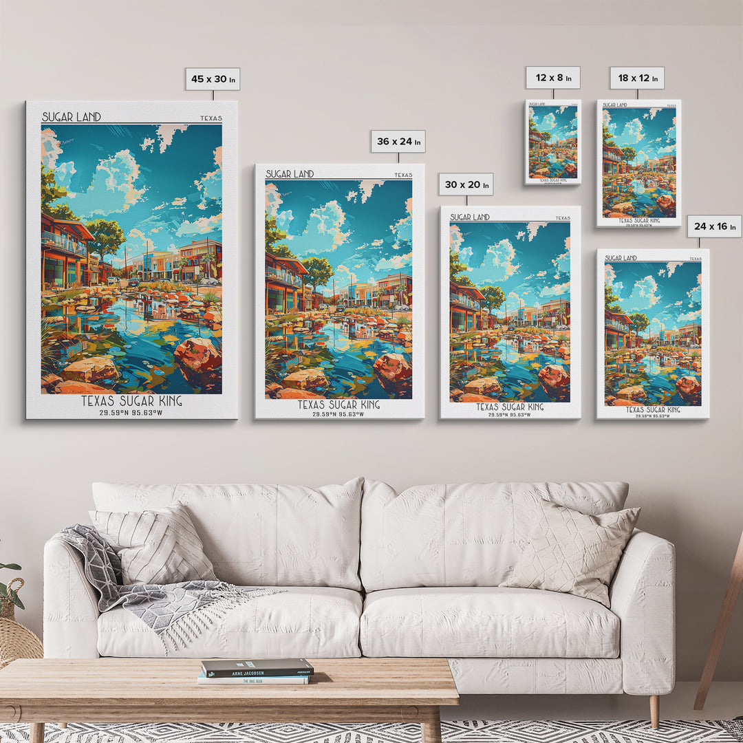 Sugar Land Travel Poster, Canvas Print, Retro Travel Poster, City Wall Art, City Art Print, Art Print, Landscape Art, Travel Posters