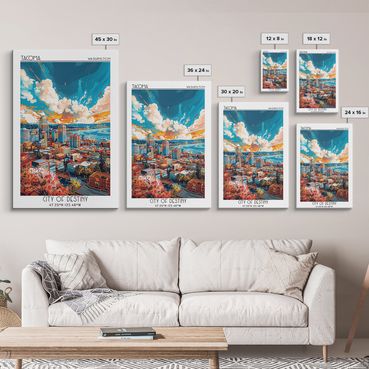 Tacoma Travel Poster, Framed Canvas Print, City Travel Poster, Travel Wall Art, Travel Art Print, Vintage Travel Art, Vintage Poster
