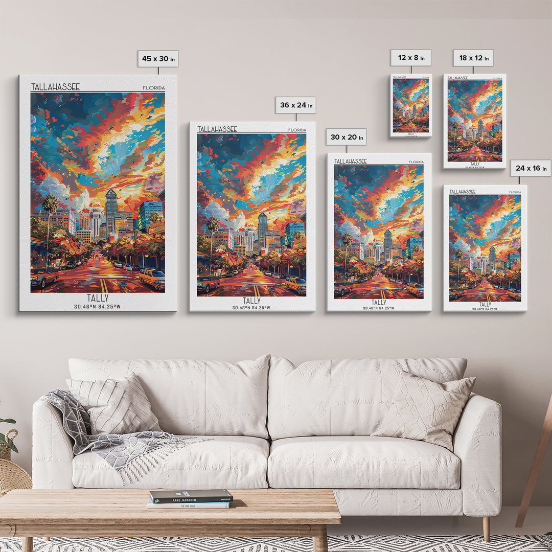 Tallahassee Travel Poster, Framed Canvas Print, City Art Print, Travel Wall Art, Modern Wall Decor, Travel Print, City Travel Poster