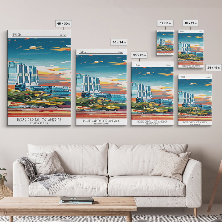 Tyler Travel Poster, Framed Canvas Print, Travel Prints, Landscape Art, Art Print, Minimalist Poster, Vintage Poster, Travel Posters