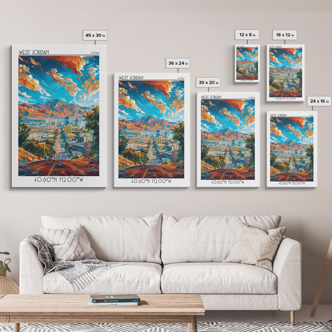 West Jordan Travel Poster, Canvas Print, City Travel Poster, Travel Wall Art, Gallery Wall Set, Vintage Travel, Vintage Travel Print