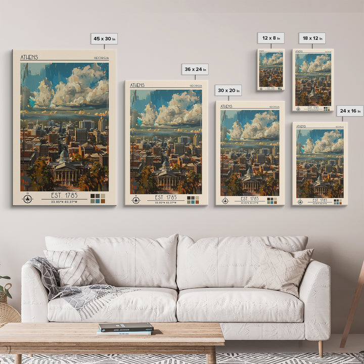 Athens Travel Poster, Canvas Print, City Travel Poster, Vintage City Poster, Mid Century Wall Art, City Illustration, City Art Print
