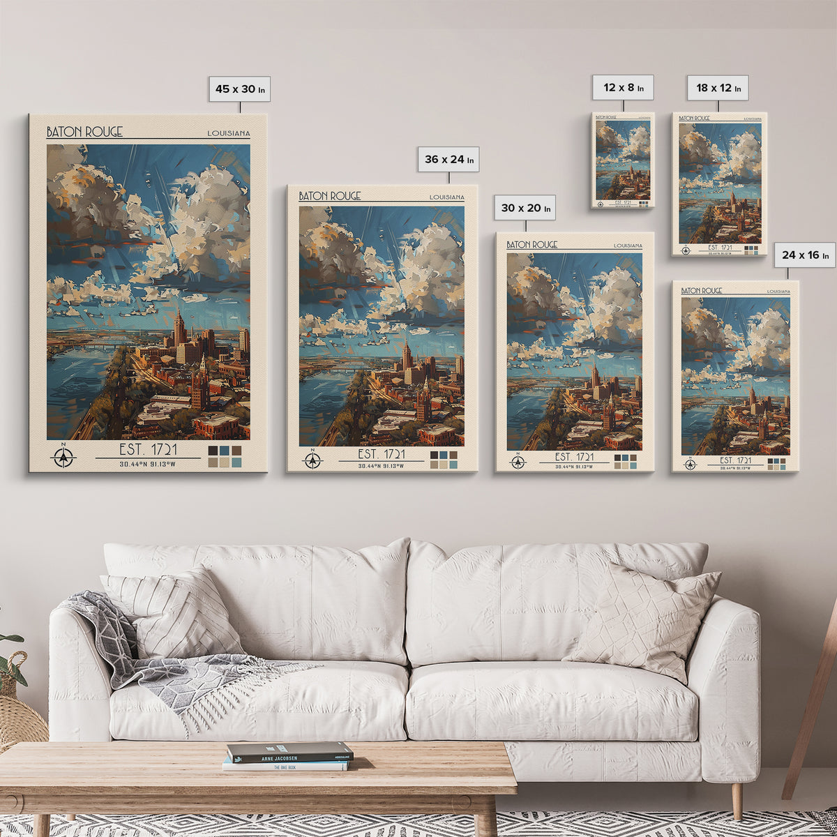Baton Rouge Travel Poster, Framed Canvas Print, City Art Print, Travel Wall Art, Fine Art Print, Vintage Travel Art, Wanderlust Gift