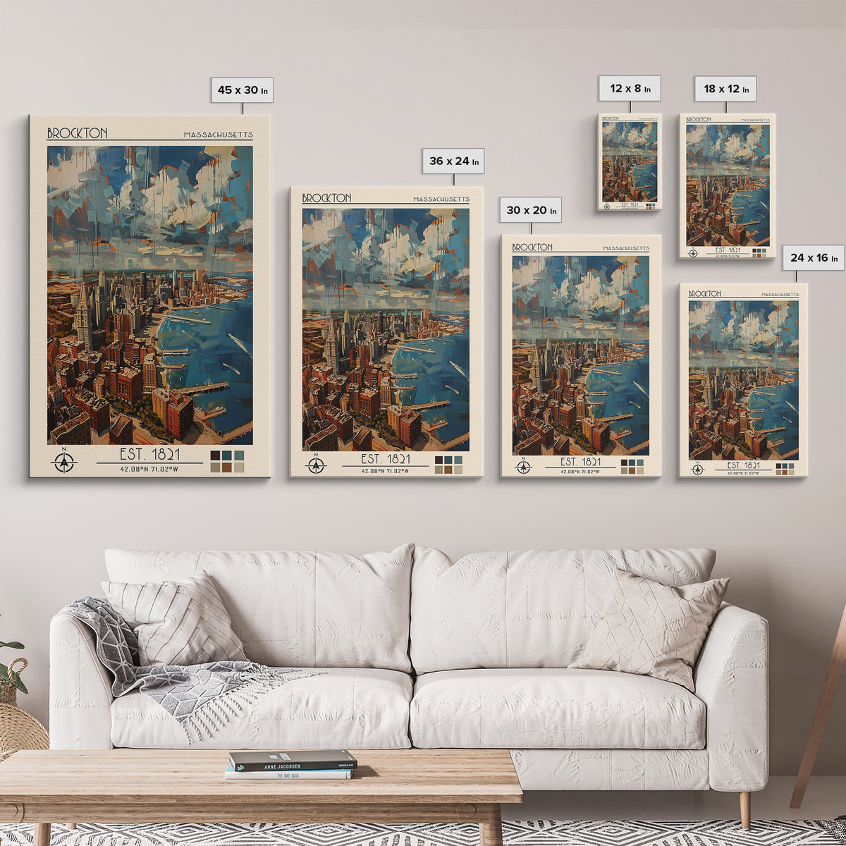 Brockton Travel Poster, Canvas Print, Travel Wall Art, City Wall Art, Wanderlust Gift, Fine Art Print, Wall Art, Vintage City Poster