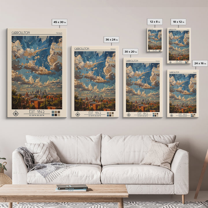 Carrollton Travel Poster, Framed Canvas Print, Travel Prints, Landscape Art, Vintage City Poster, Vintage Travel Print, Poster Print