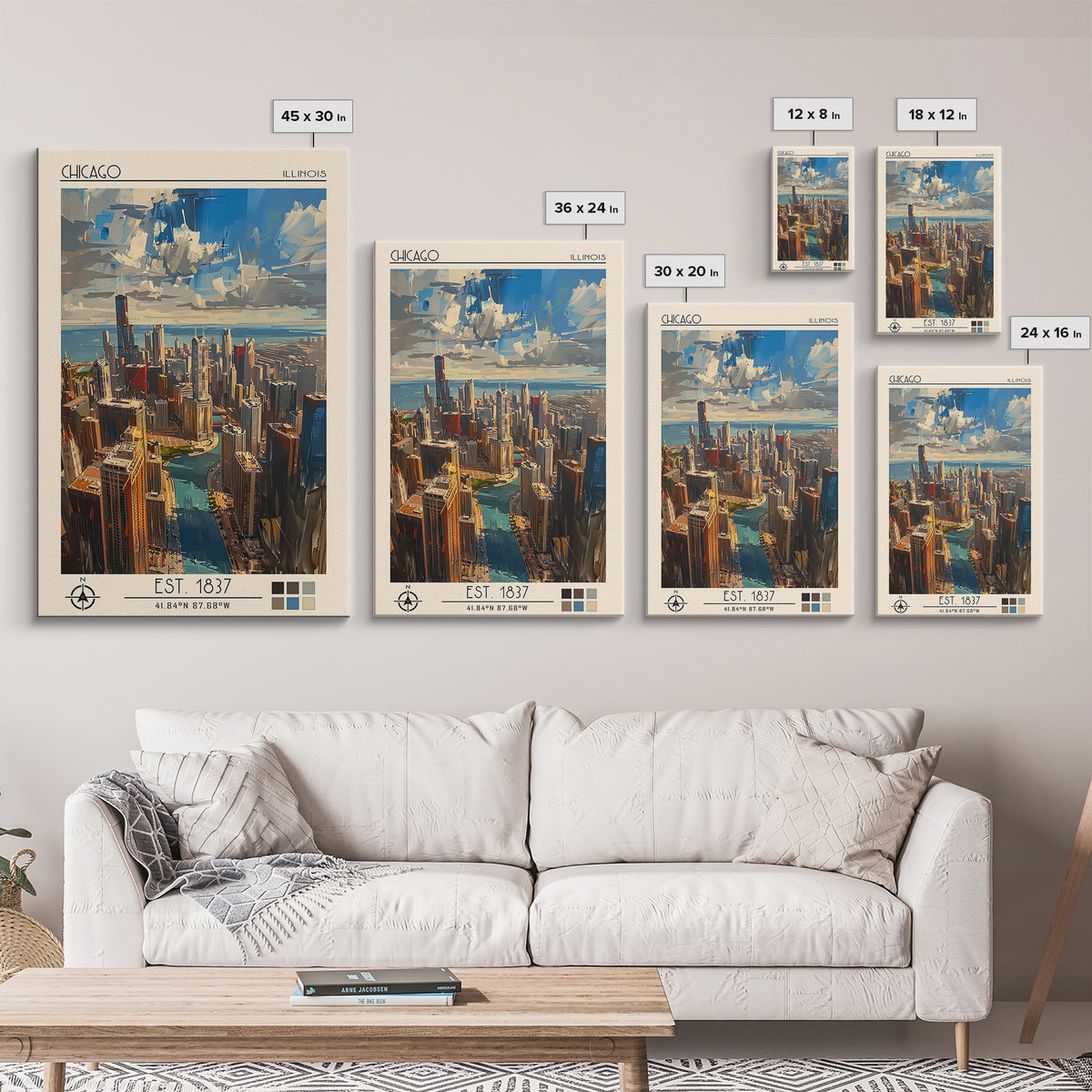 Chicago Travel Poster, Framed Canvas Print, City Art Print, Travel Wall Art, Poster Art, Travel Print, Travel Decor, Wanderlust Gift