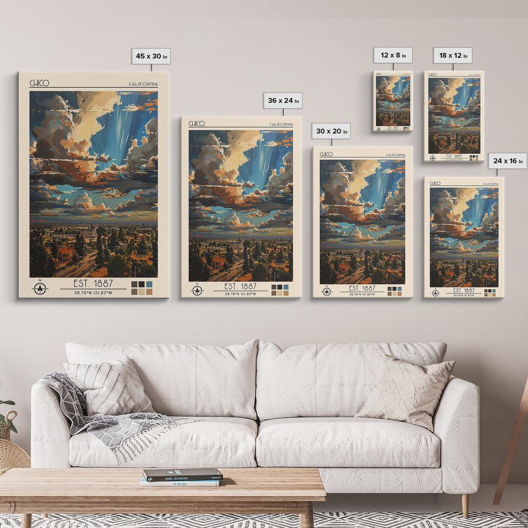 Chico Travel Poster, Canvas Print, City Travel Poster, Travel Wall Decor, City Wall Art, Modern Wall Decor, Wall Art, City Art Print