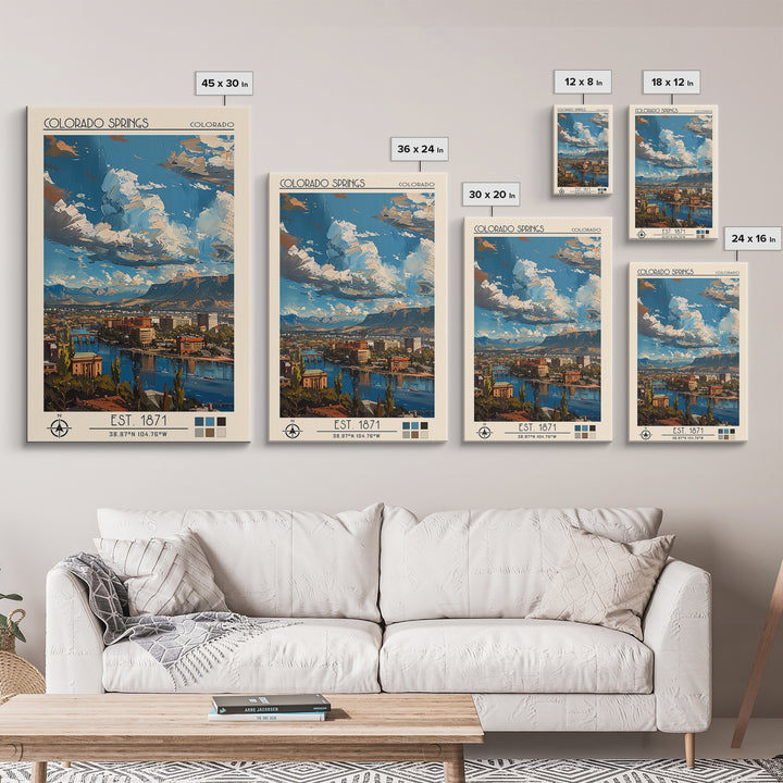 Colorado Springs Travel Poster, Canvas Print, City Art Print, Travel Wall Art, Colorful Wall Art, City Travel Poster, Retro Wall Art