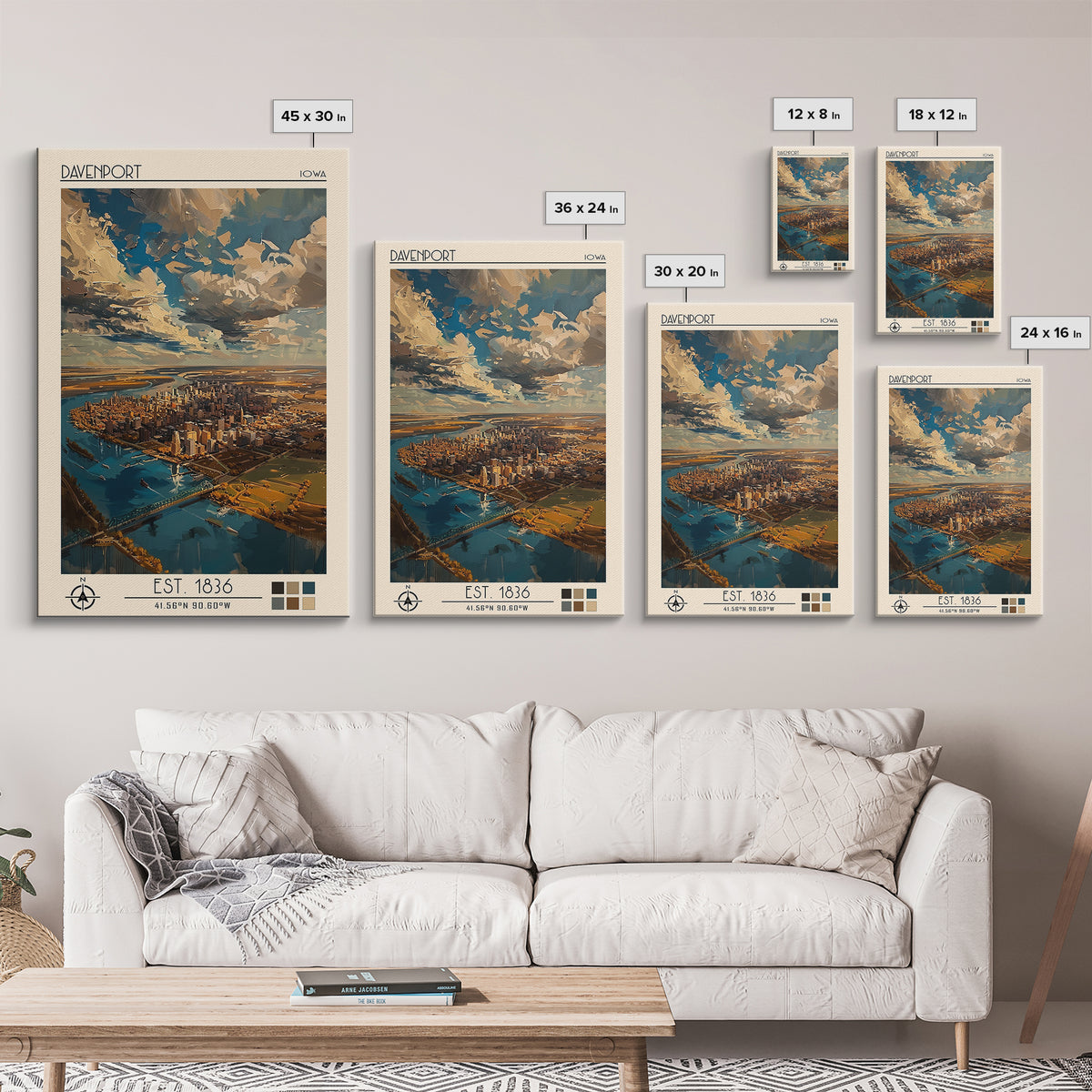 Davenport Travel Poster, Framed Canvas Print, Poster Print, Travel Wall Art, Retro Travel Poster, Wanderlust Gift, Minimalist Poster