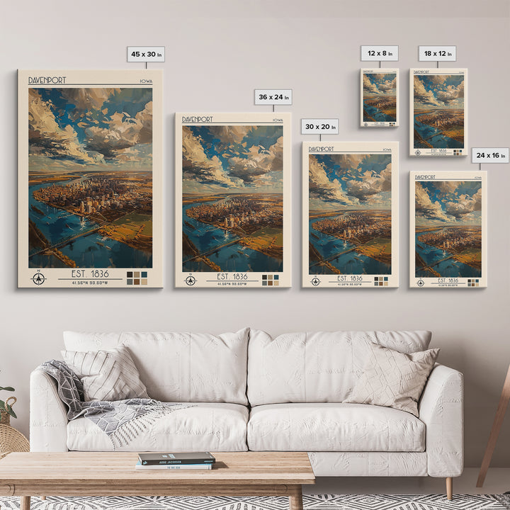 Davenport Travel Poster, Framed Canvas Print, Poster Print, Travel Wall Art, Retro Travel Poster, Wanderlust Gift, Minimalist Poster