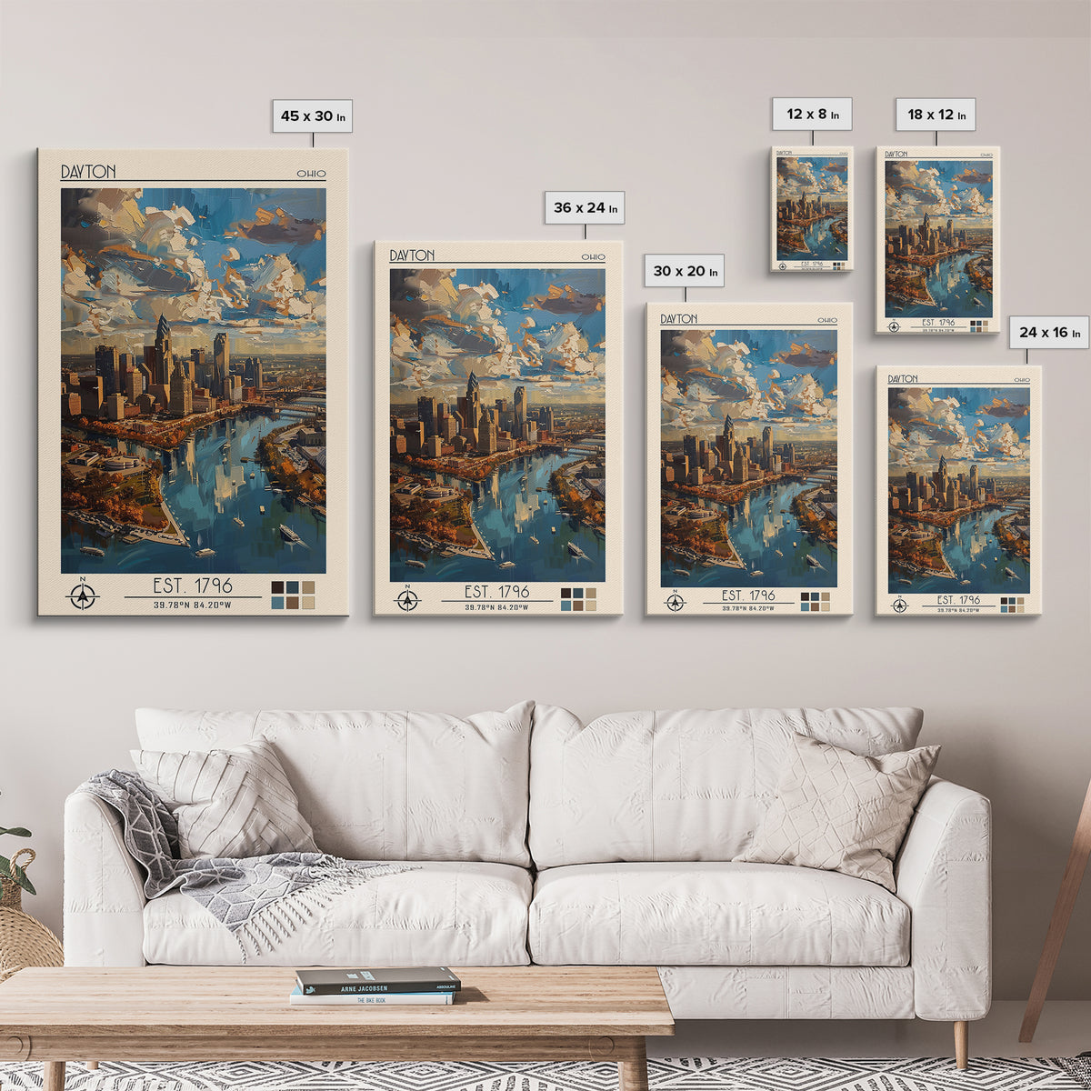 Dayton Travel Poster, Canvas Print, Travel Wall Art, City Wall Art, Colorful Wall Art, Travel Prints, Home Decor, City Travel Poster