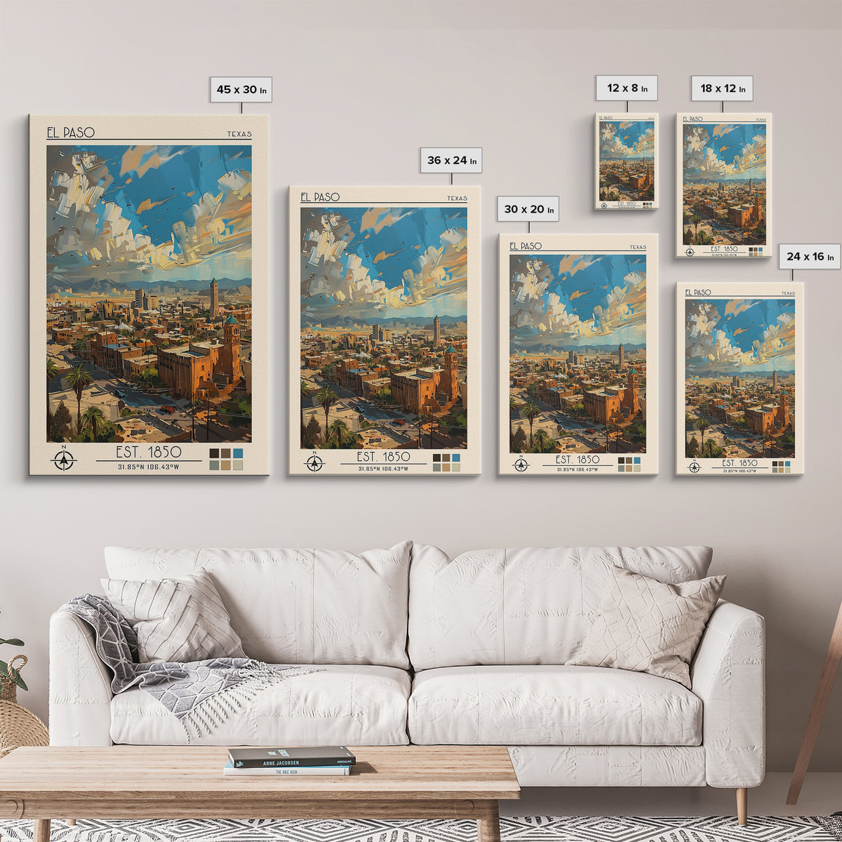 El Paso Travel Poster, Canvas Print, City Travel Poster, Vintage City Poster, Vintage Travel Art, Living Room Wall Art, Poster Print