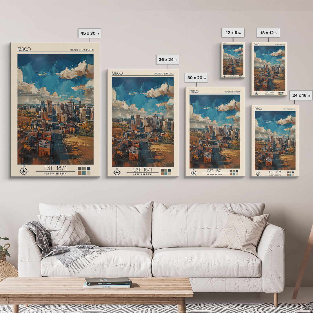 Fargo Travel Poster, Canvas Print, City Travel Poster, Travel Wall Art, Retro Wall Art, Gallery Wall Set, Travel Posters, Poster Art