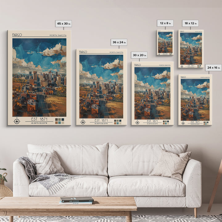 Fargo Travel Poster, Canvas Print, City Travel Poster, Travel Wall Art, Retro Wall Art, Gallery Wall Set, Travel Posters, Poster Art