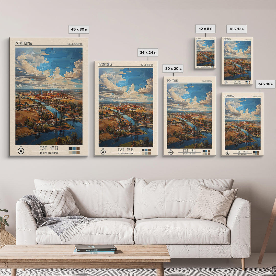 Fontana Travel Poster, Canvas Print, City Travel Poster, Vintage City Poster, City Art Print, Retro Travel Poster, City Illustration